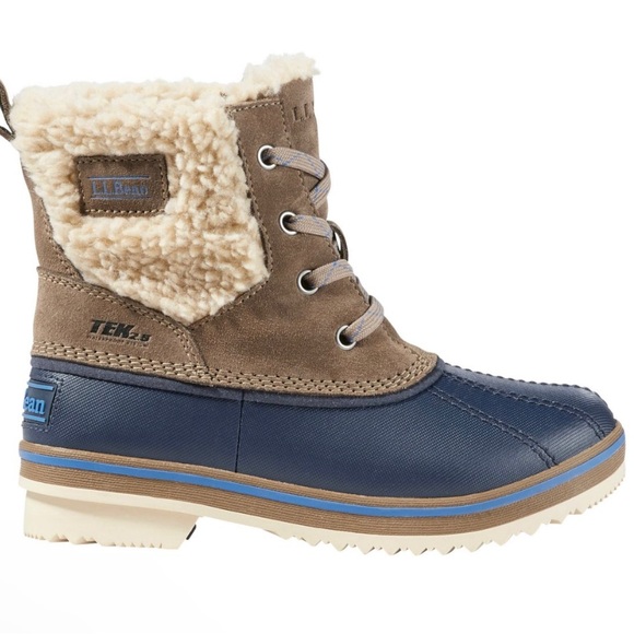 L.L. Bean Other - 🔥🔥2M LL Bean Rangeley Sherpa Boots, Kids Size 2  Tan/Navy Waterproof Insulated
